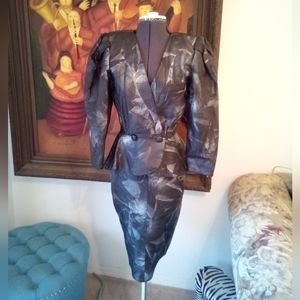 Vintage 80's Puff Sleeve Leather Suit